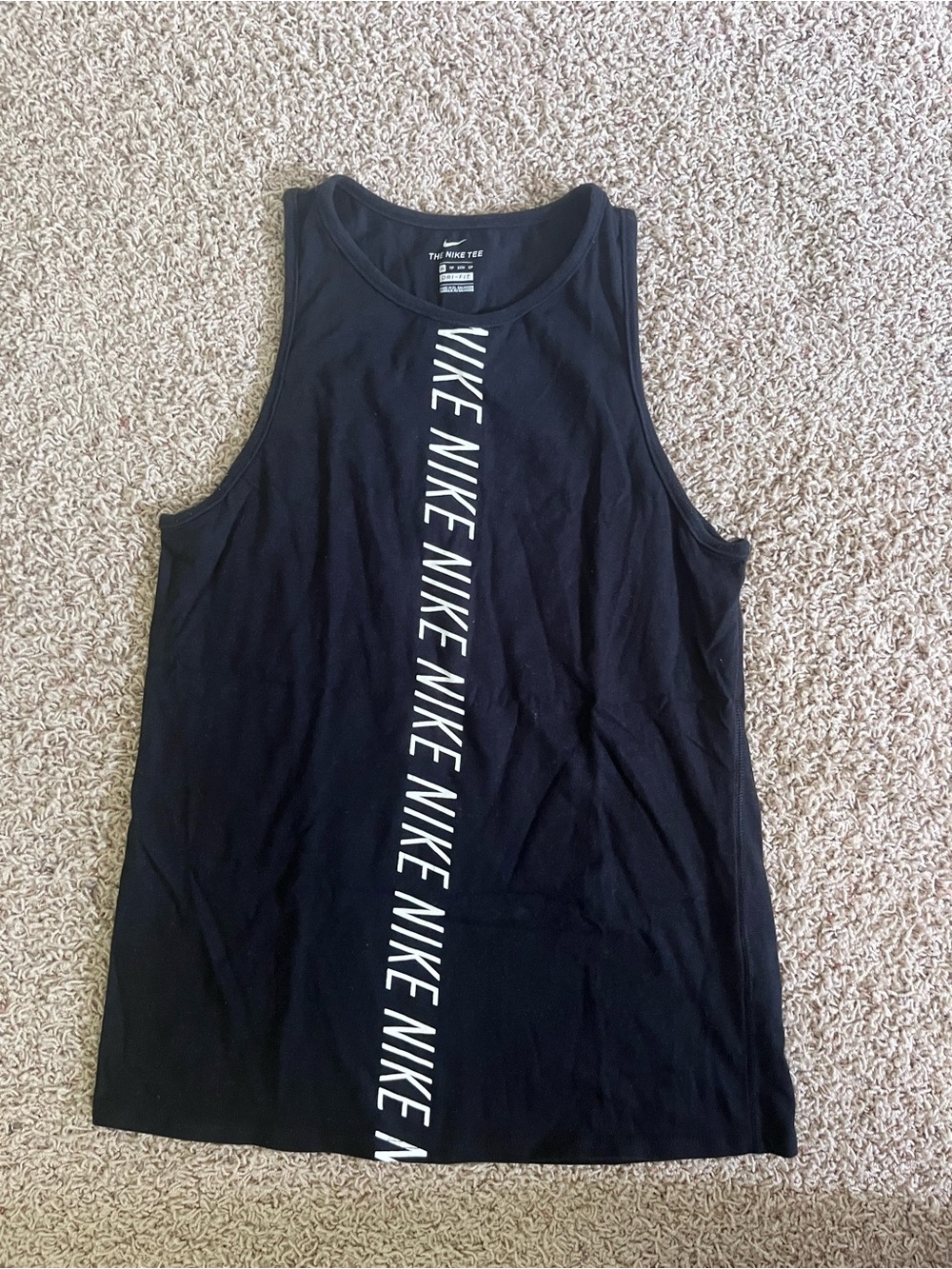 Nike Black Tank Top with Vertical White Logo